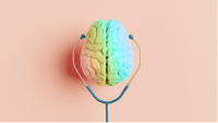 Stethoscope listening to a brain